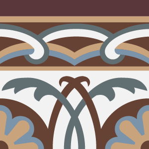 Outer border tile Monaco Cenefa Exterior with leaves and foliage, bands and lines, arches and curves